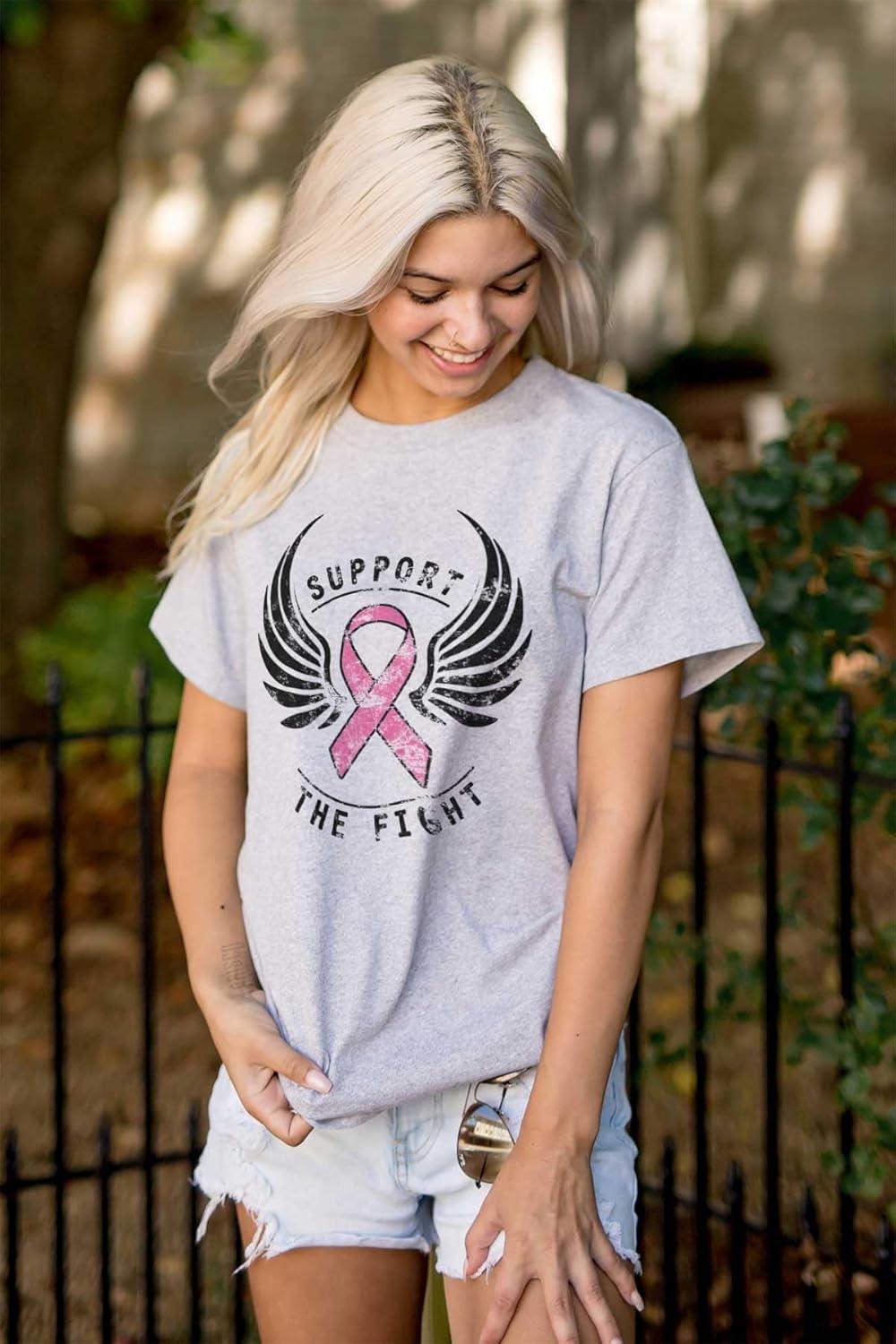 imageSupport The Fight Breast Cancer Pink Womens Graphic T Shirt TeesSport Grey