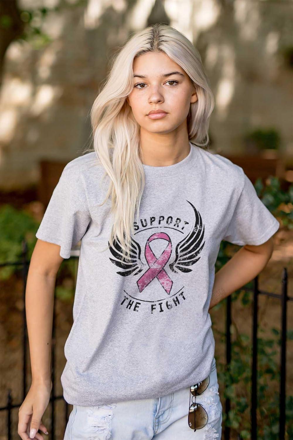 imageSupport The Fight Breast Cancer Pink Womens Graphic T Shirt TeesSport Grey