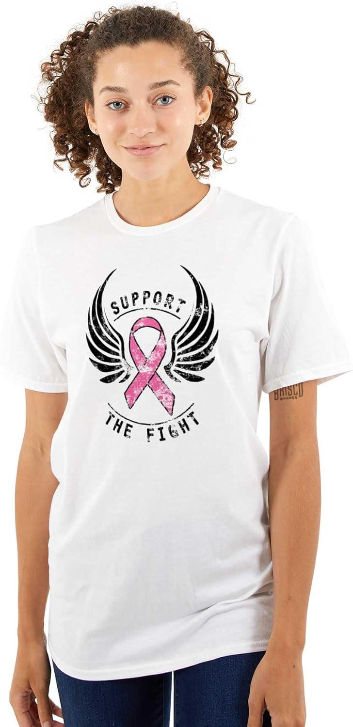 imageSupport The Fight Breast Cancer Pink Womens Graphic T Shirt TeesWhite