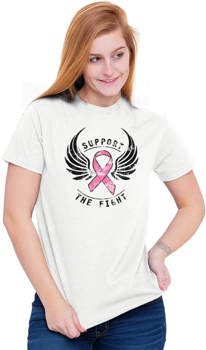 imageSupport The Fight Breast Cancer Pink Womens Graphic T Shirt TeesWhite