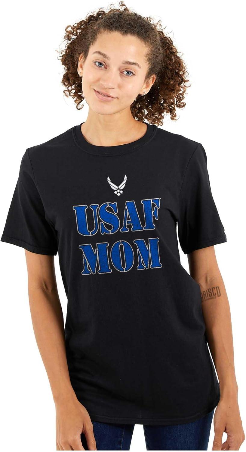 imageUS Air Force USAF Military Family Support Womens Graphic T Shirt TeesBlack Mom
