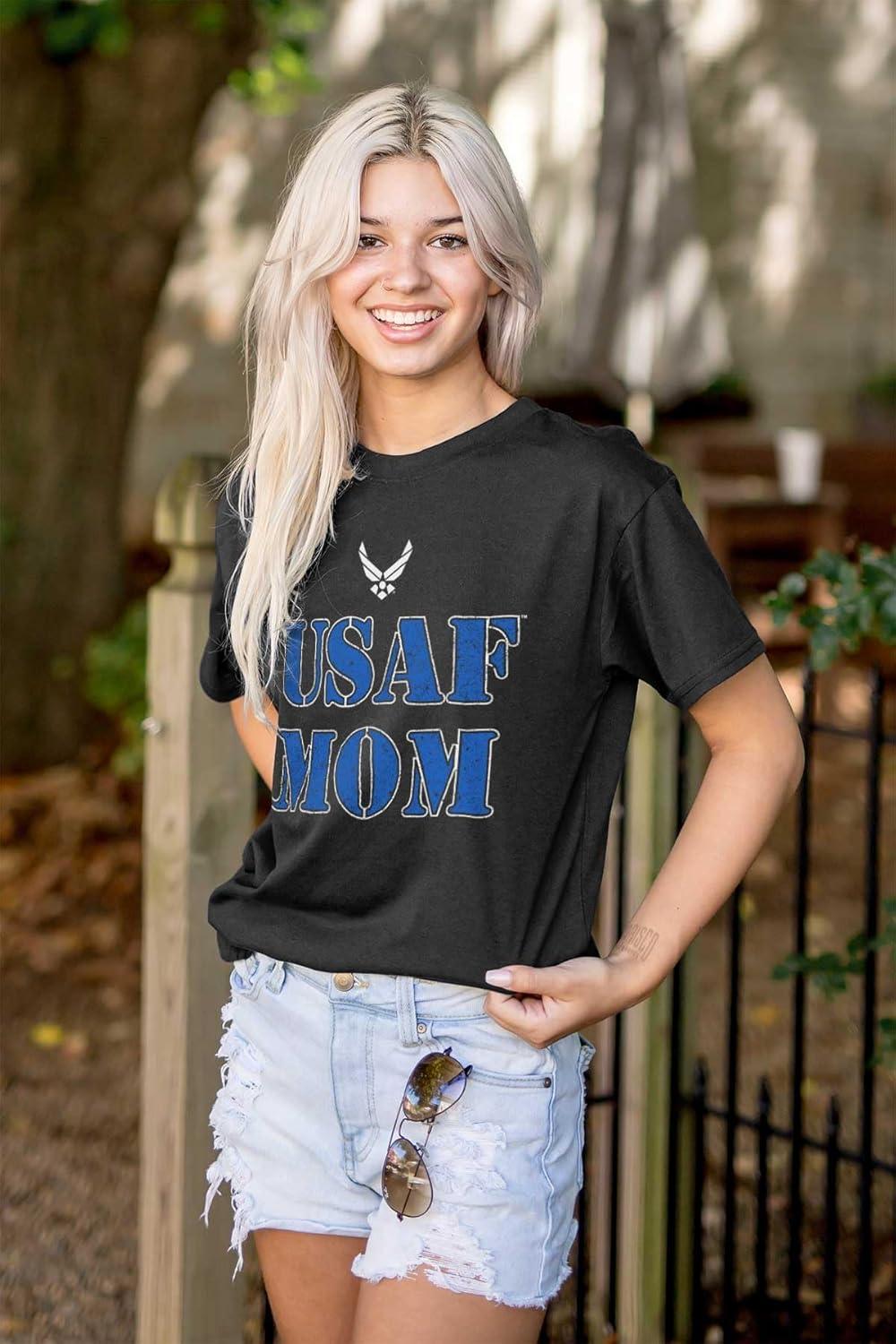 imageUS Air Force USAF Military Family Support Womens Graphic T Shirt TeesBlack Mom