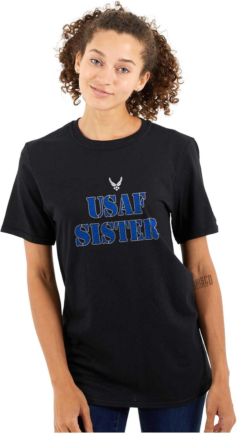 imageUS Air Force USAF Military Family Support Womens Graphic T Shirt TeesBlack Sister