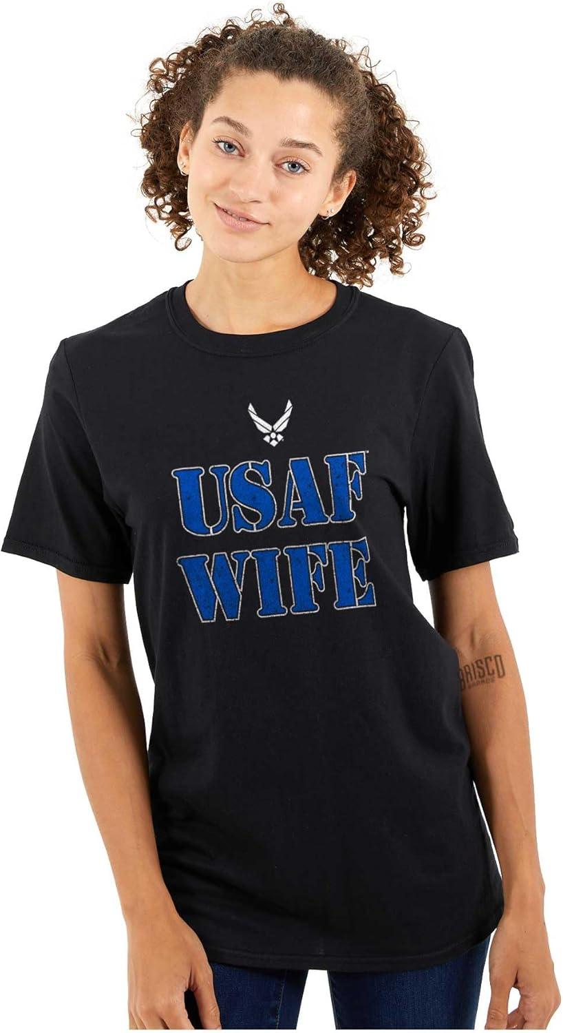 imageUS Air Force USAF Military Family Support Womens Graphic T Shirt TeesBlack Wife
