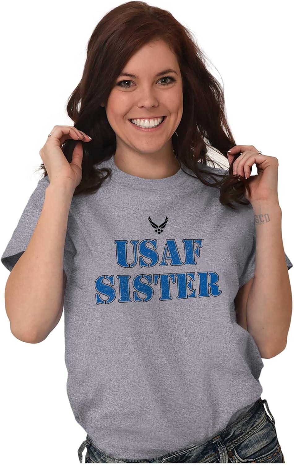 imageUS Air Force USAF Military Family Support Womens Graphic T Shirt TeesSport Grey Sister