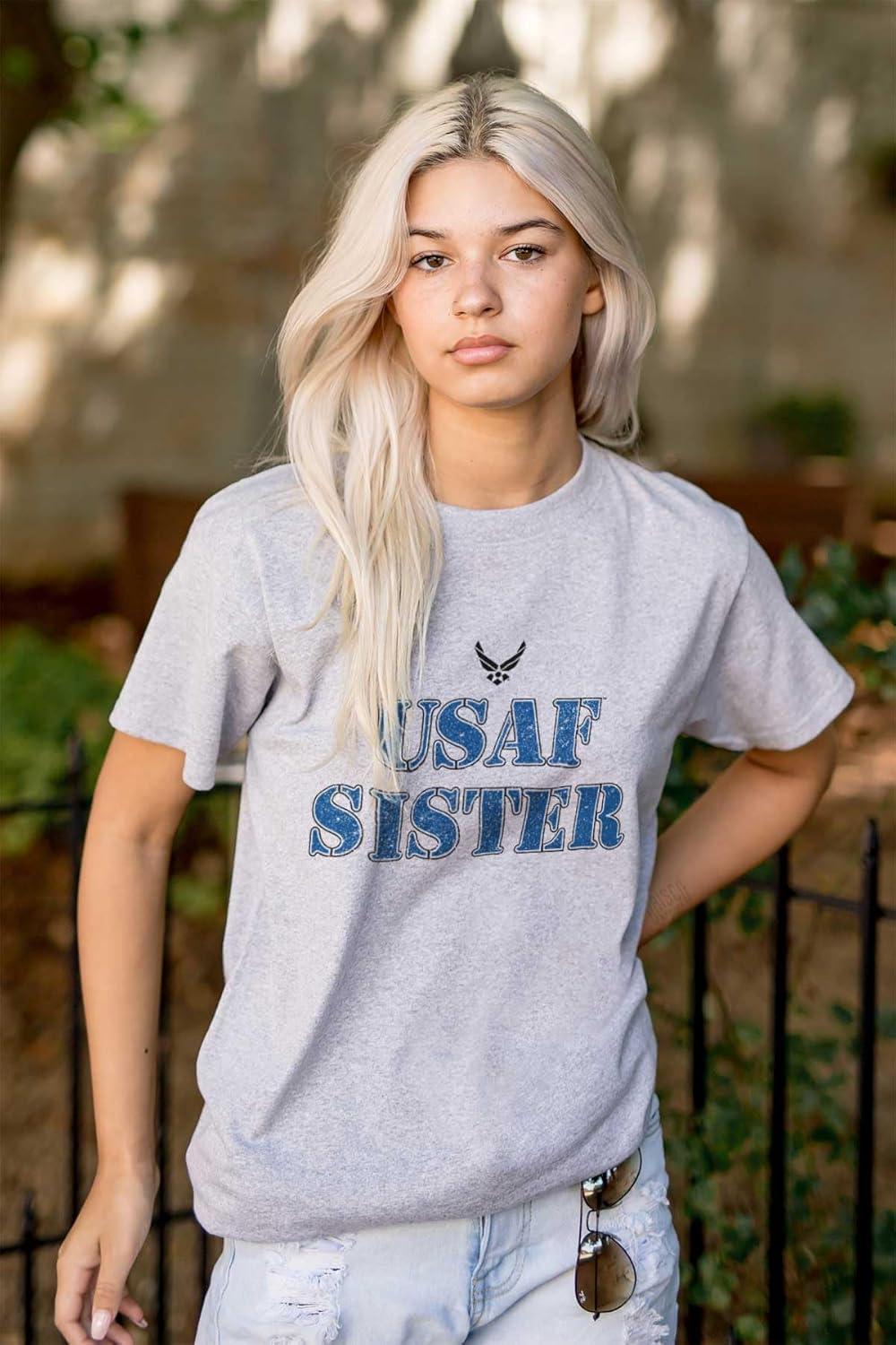 imageUS Air Force USAF Military Family Support Womens Graphic T Shirt TeesSport Grey Sister