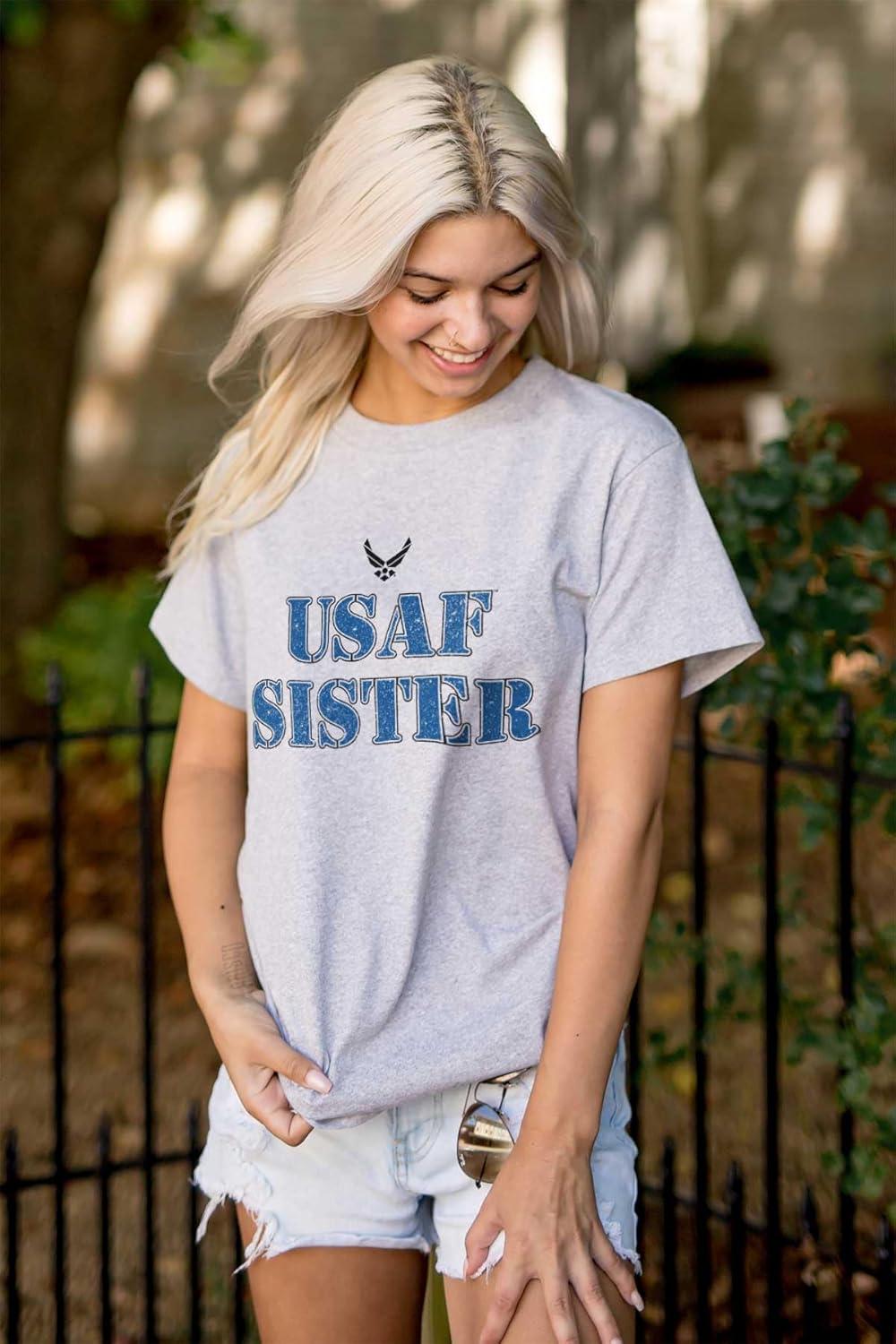 imageUS Air Force USAF Military Family Support Womens Graphic T Shirt TeesSport Grey Sister