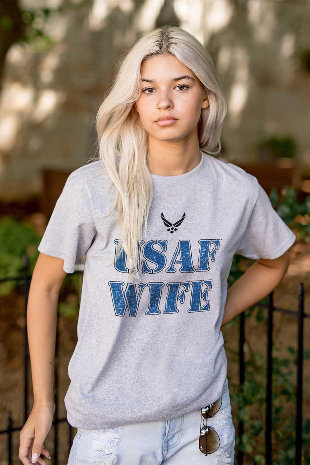imageUS Air Force USAF Military Family Support Womens Graphic T Shirt TeesSport Grey Wife