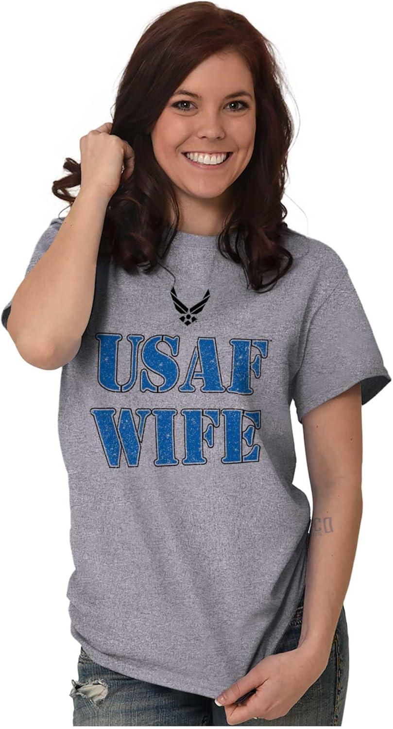 imageUS Air Force USAF Military Family Support Womens Graphic T Shirt TeesSport Grey Wife