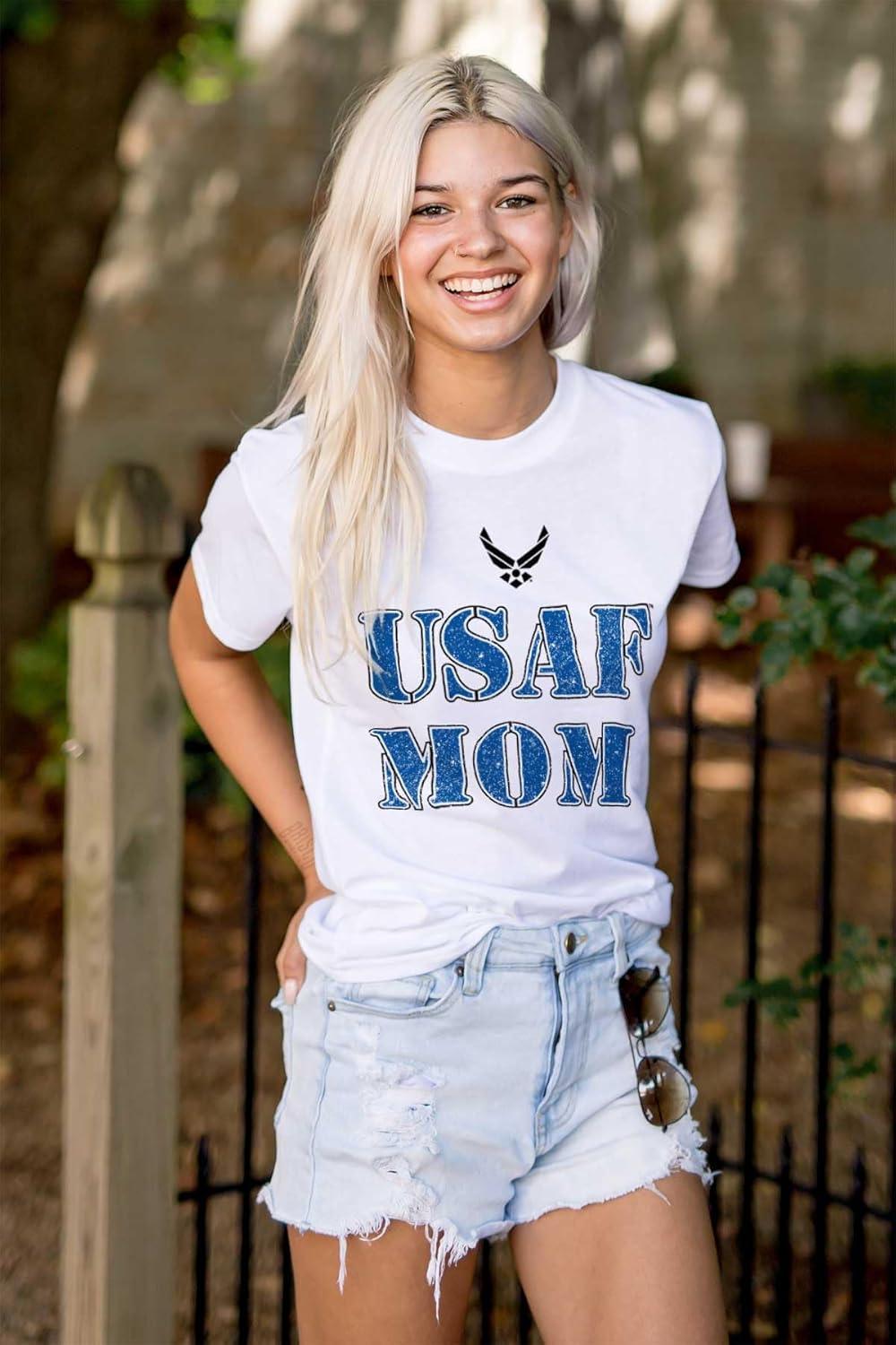 imageUS Air Force USAF Military Family Support Womens Graphic T Shirt TeesWhite Mom
