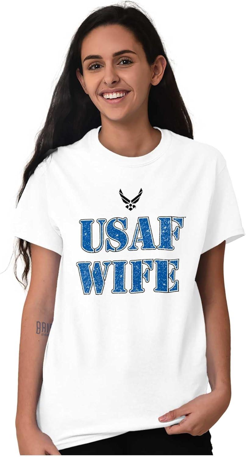 imageUS Air Force USAF Military Family Support Womens Graphic T Shirt TeesWhite Wife