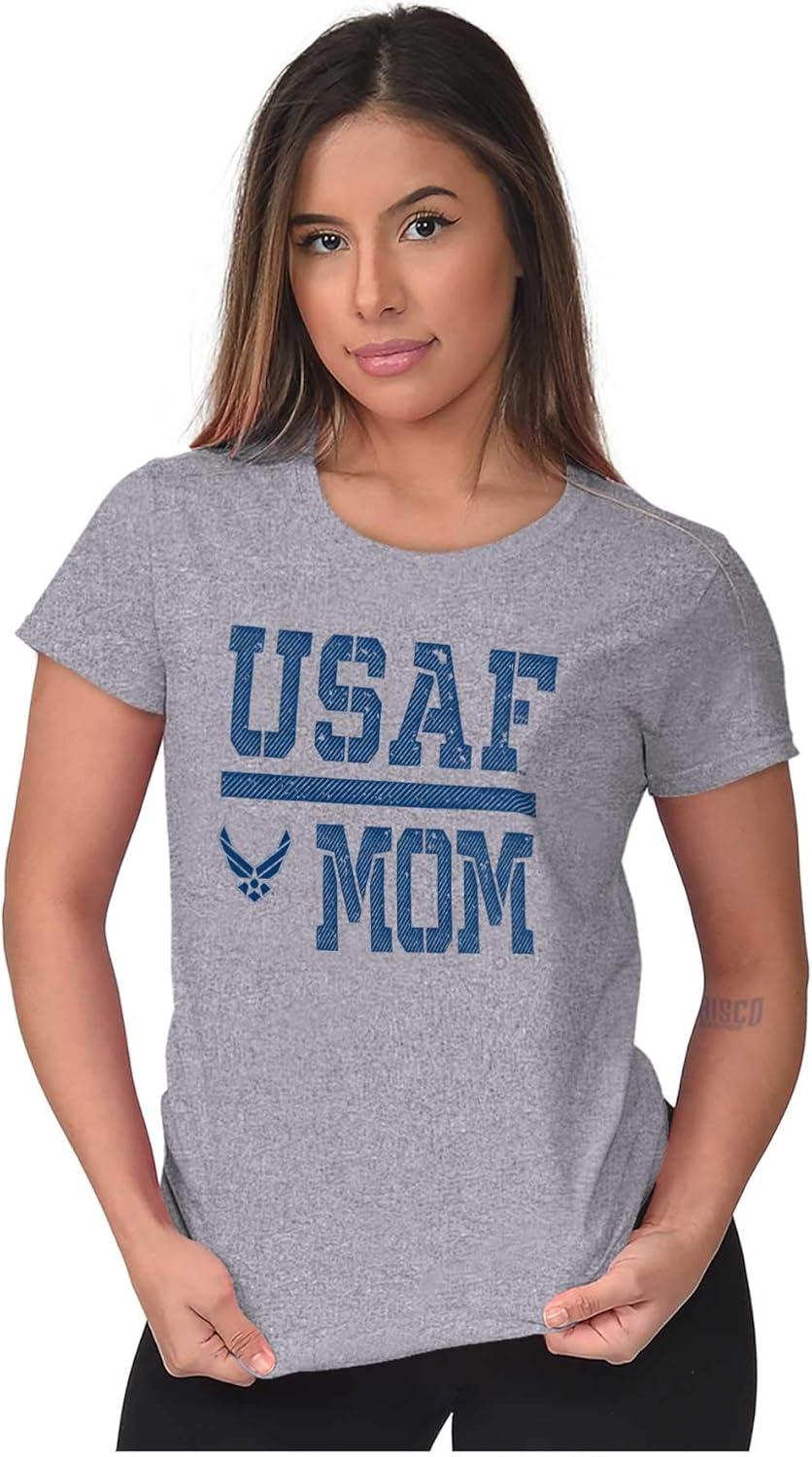 imageUS Air Force USAF Mother Military Mom Womens Slim Fit Graphic TeeSport Grey