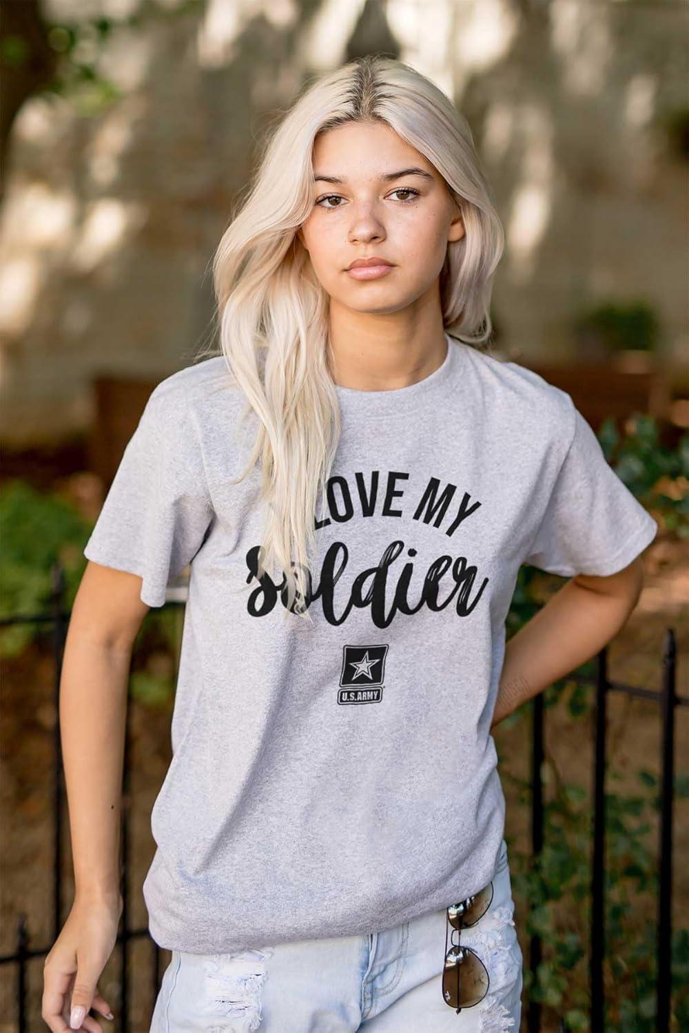 imageUS Army I Love My Soldier Graphic T Shirt Men or WomenSport Grey