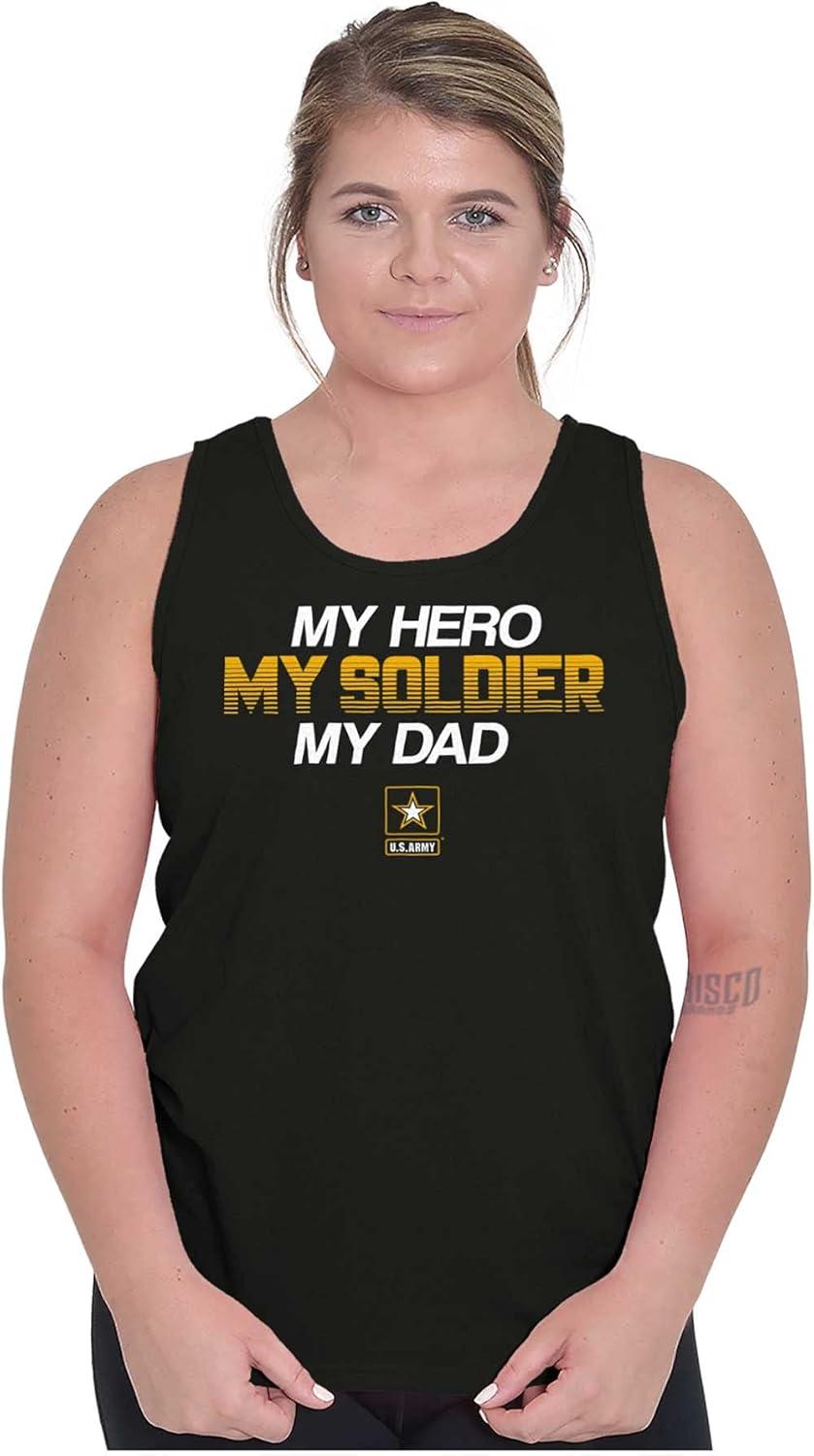 imageUS Army Logo My Dad Hero Soldier Tank Top T Shirts Men WomenBlack
