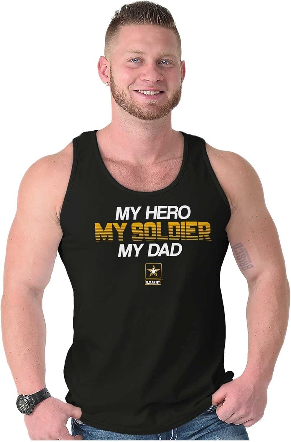 imageUS Army Logo My Dad Hero Soldier Tank Top T Shirts Men WomenBlack