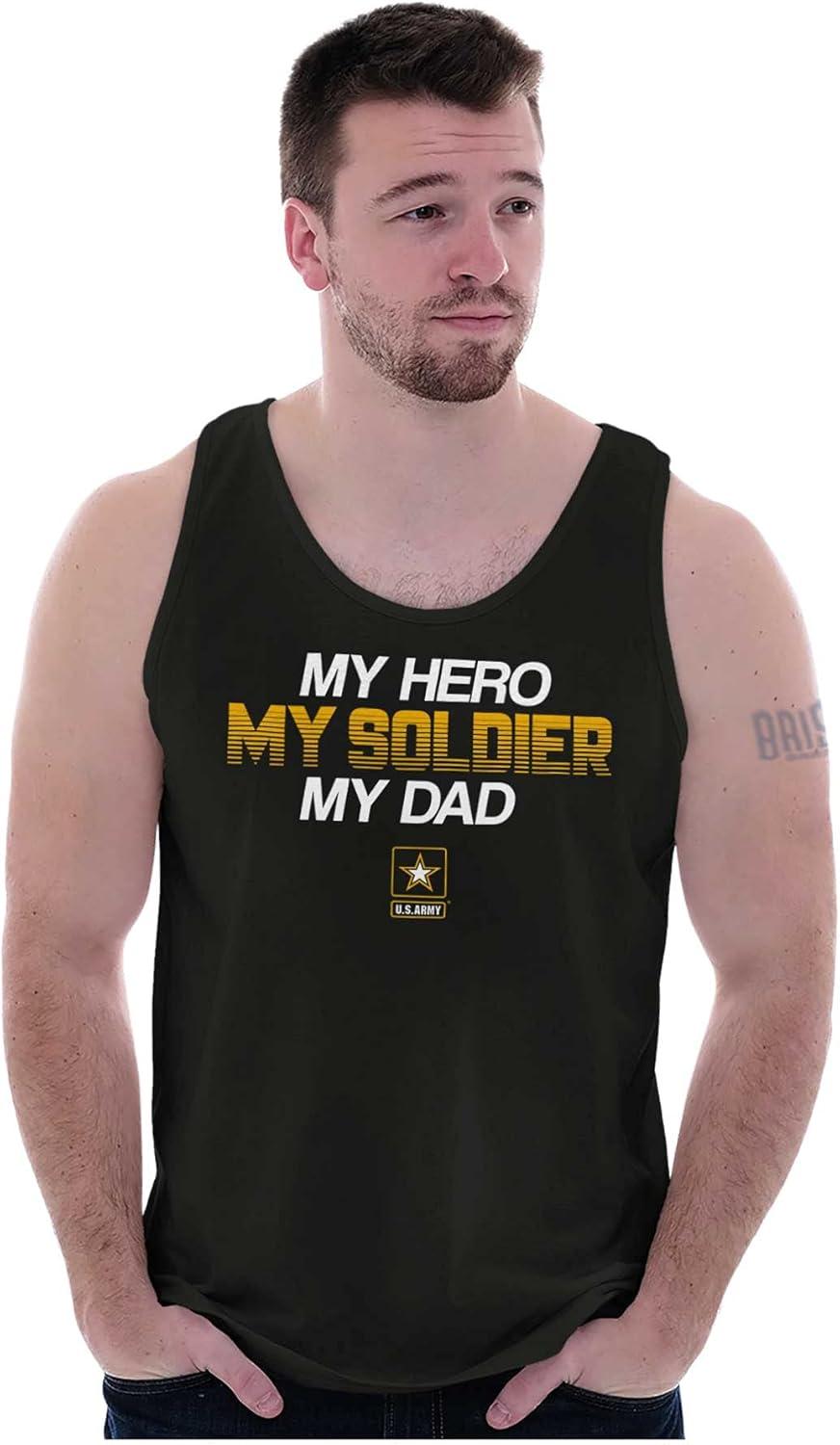 imageUS Army Logo My Dad Hero Soldier Tank Top T Shirts Men WomenBlack