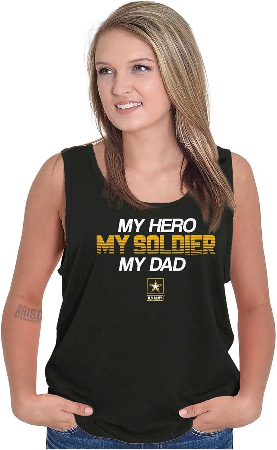 imageUS Army Logo My Dad Hero Soldier Tank Top T Shirts Men WomenBlack