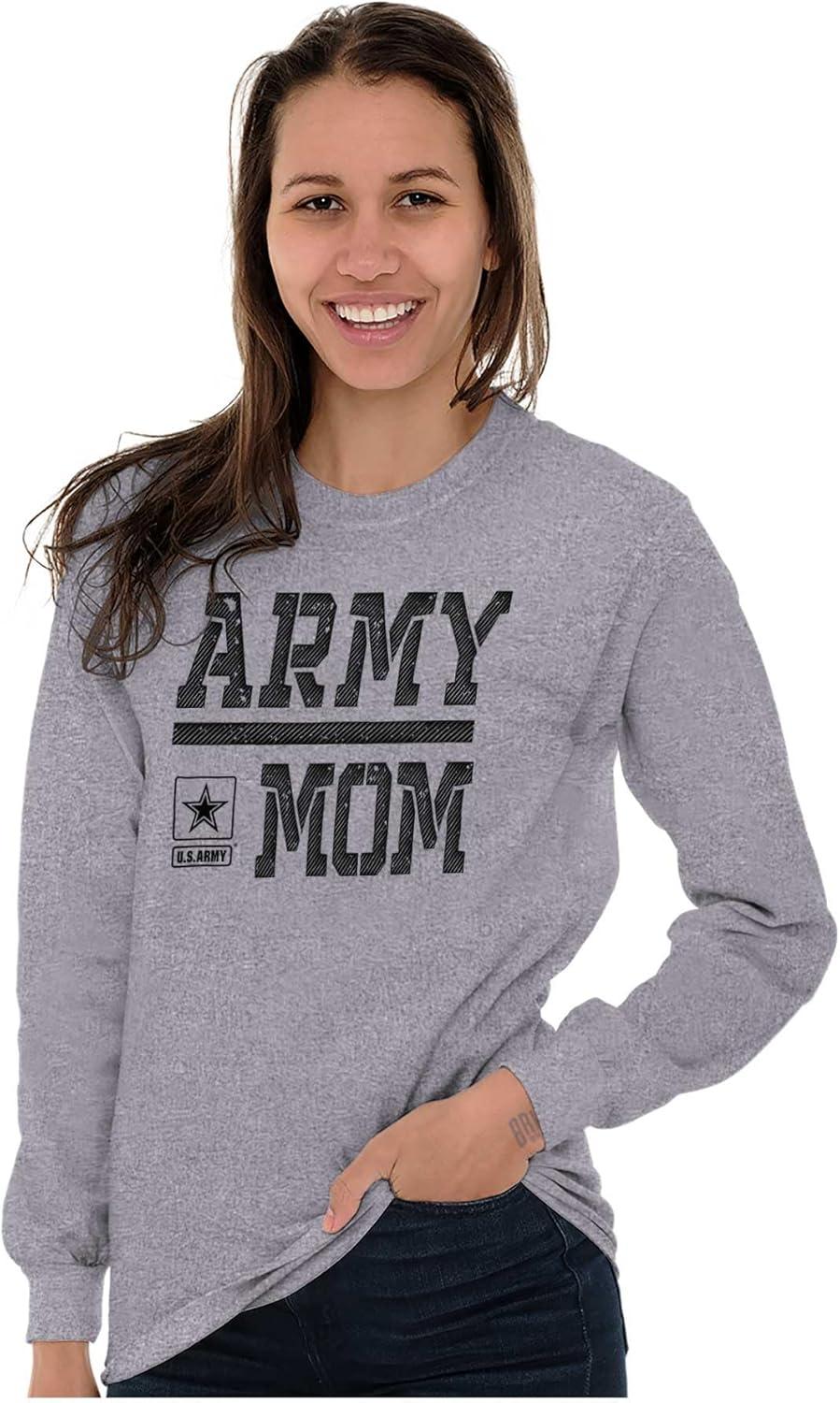 imageUS Army Mom Military Soldier Pride Womens Long Sleeve T ShirtSport Grey