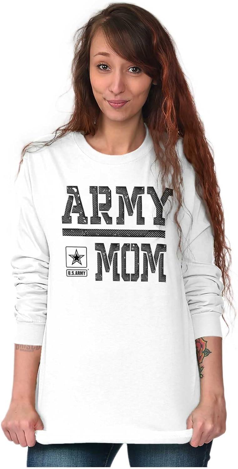 imageUS Army Mom Military Soldier Pride Womens Long Sleeve T ShirtWhite