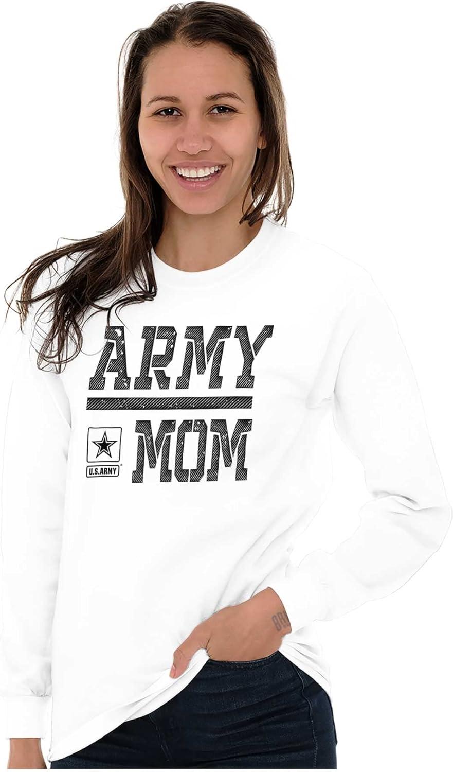 imageUS Army Mom Military Soldier Pride Womens Long Sleeve T ShirtWhite