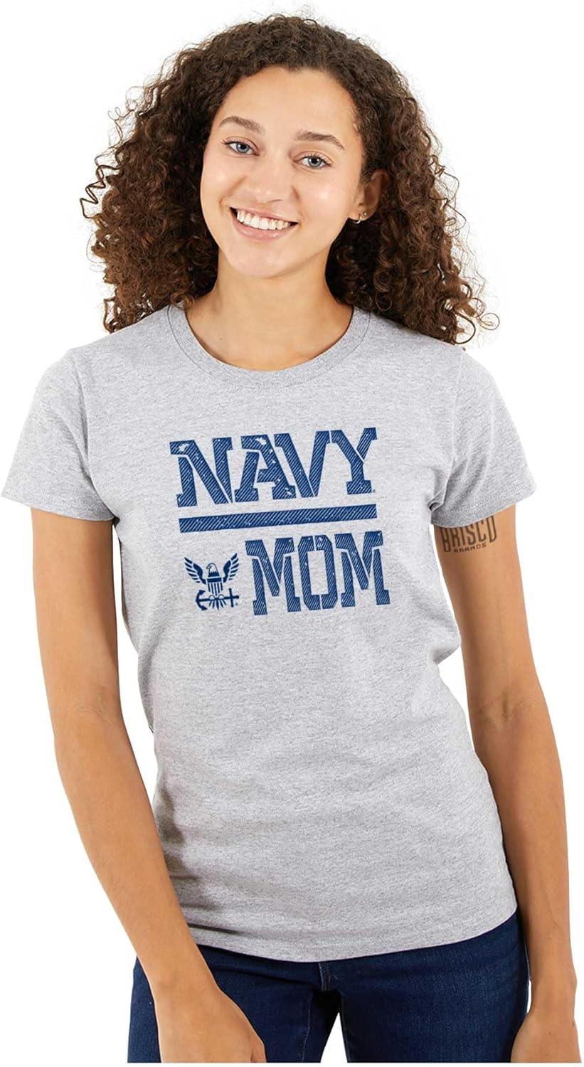 imageUS Navy Mom Military Anchor Logo Womens Slim Fit Graphic TeeSport Grey