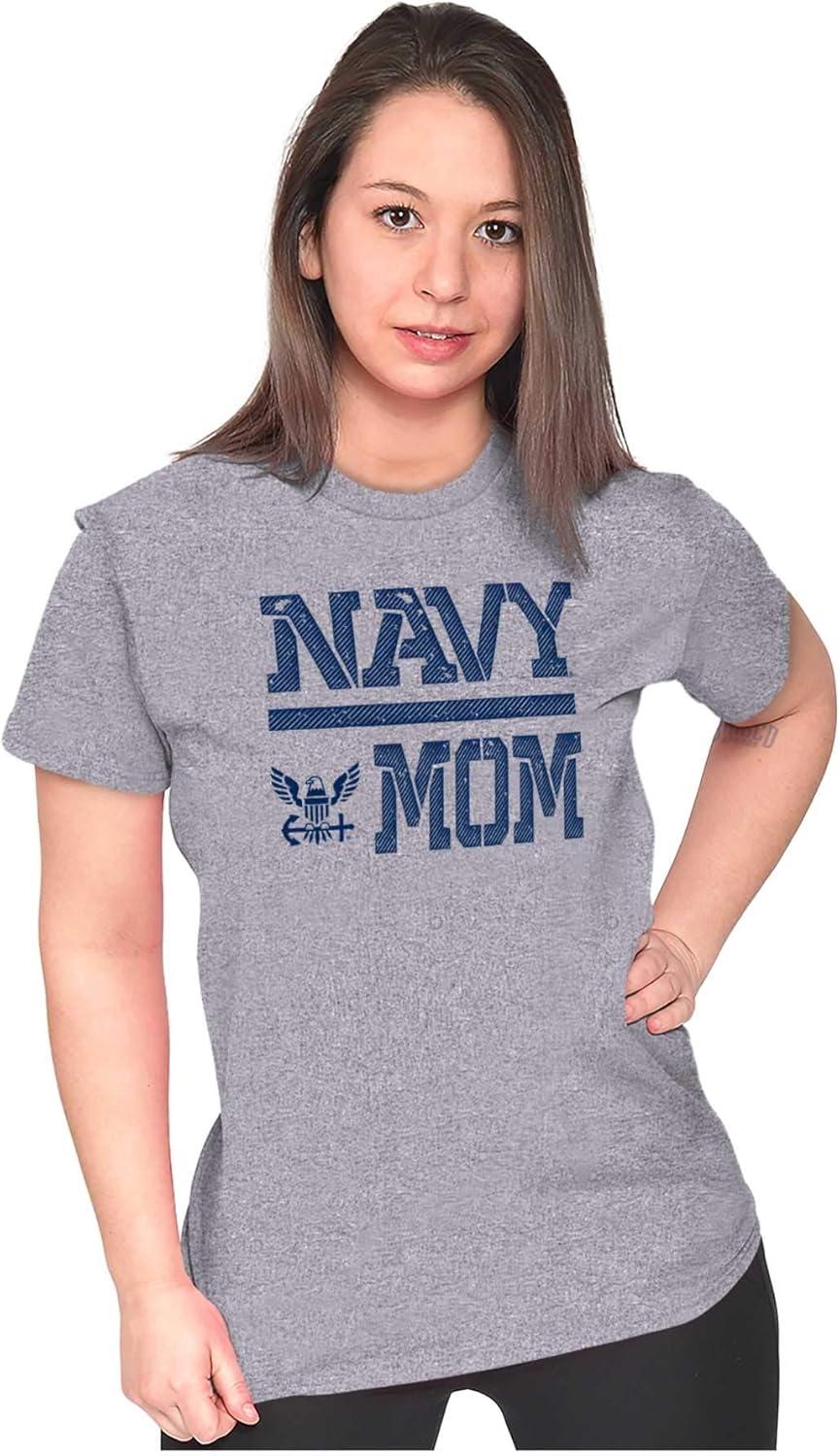 imageUS Navy Mom Military Anchor Logo Womens Slim Fit Graphic TeeSport Grey