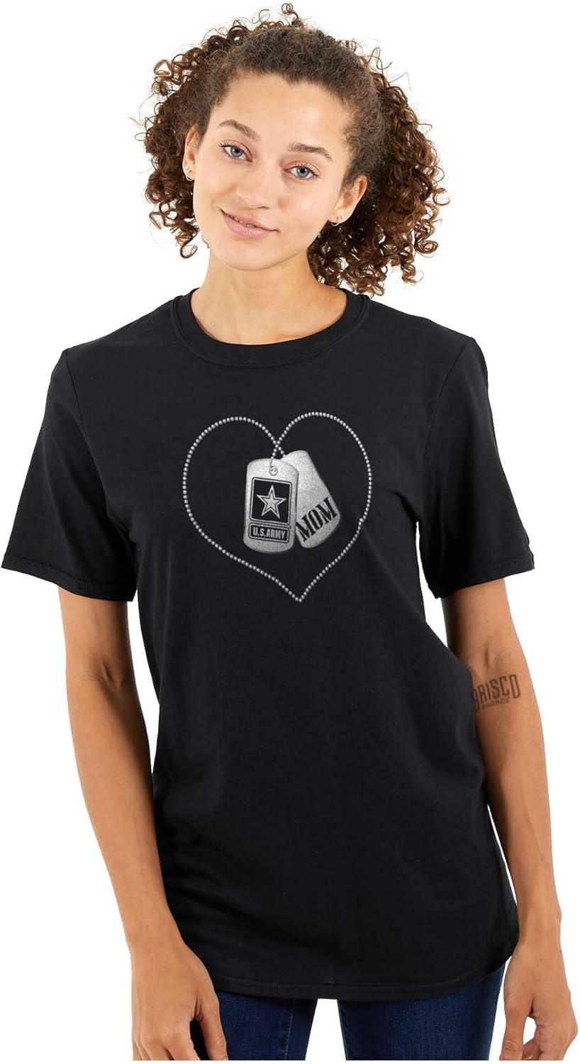 imageUnited States Army Mom Dog Tag Heart Womens Graphic T Shirt TeesBlack