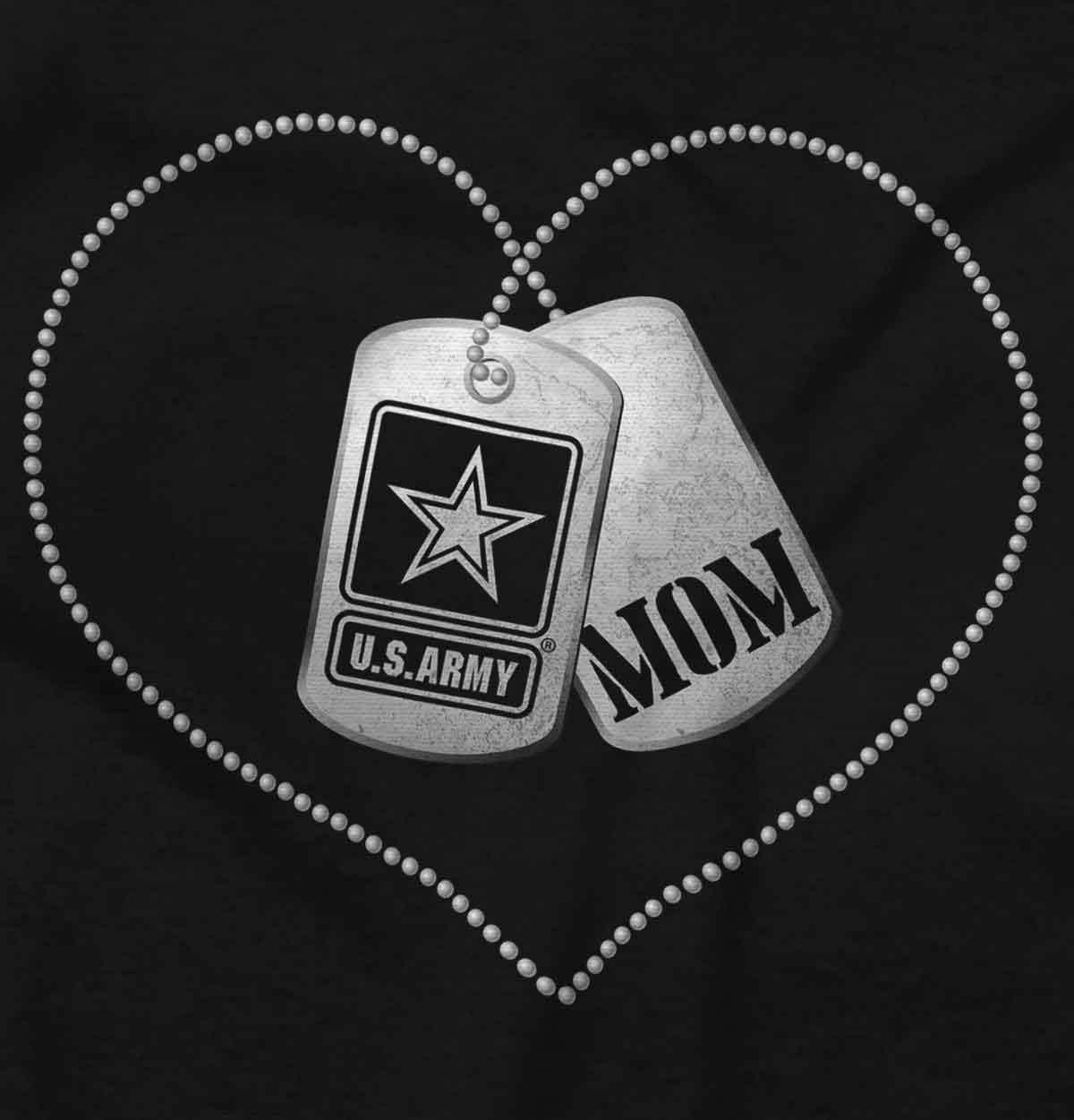 imageUnited States Army Mom Dog Tag Heart Womens Graphic T Shirt TeesBlack