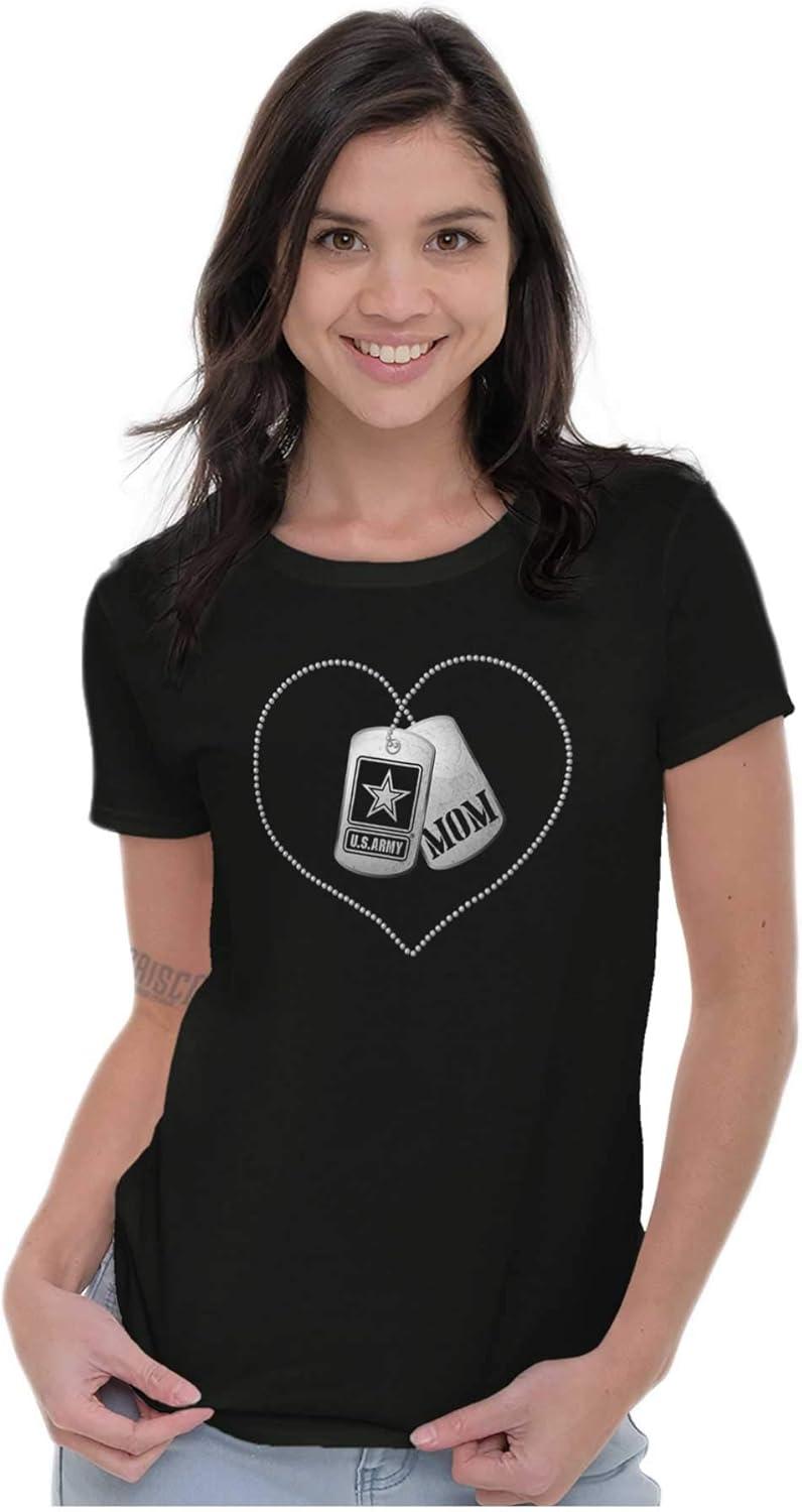 imageUnited States Army Mom Dog Tag Heart Womens Slim Fit Graphic TeeBlack