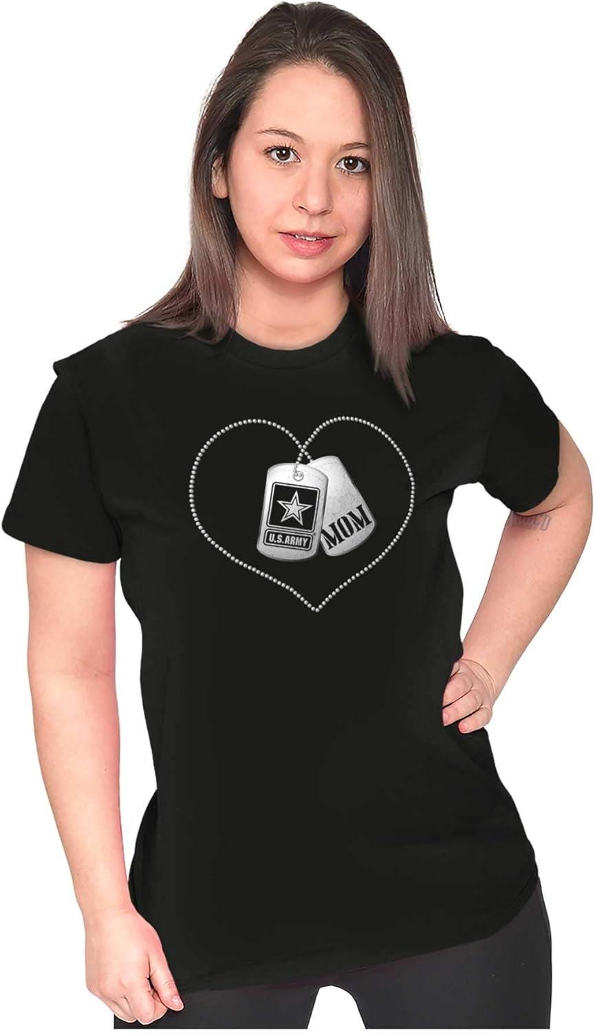 imageUnited States Army Mom Dog Tag Heart Womens Slim Fit Graphic TeeBlack