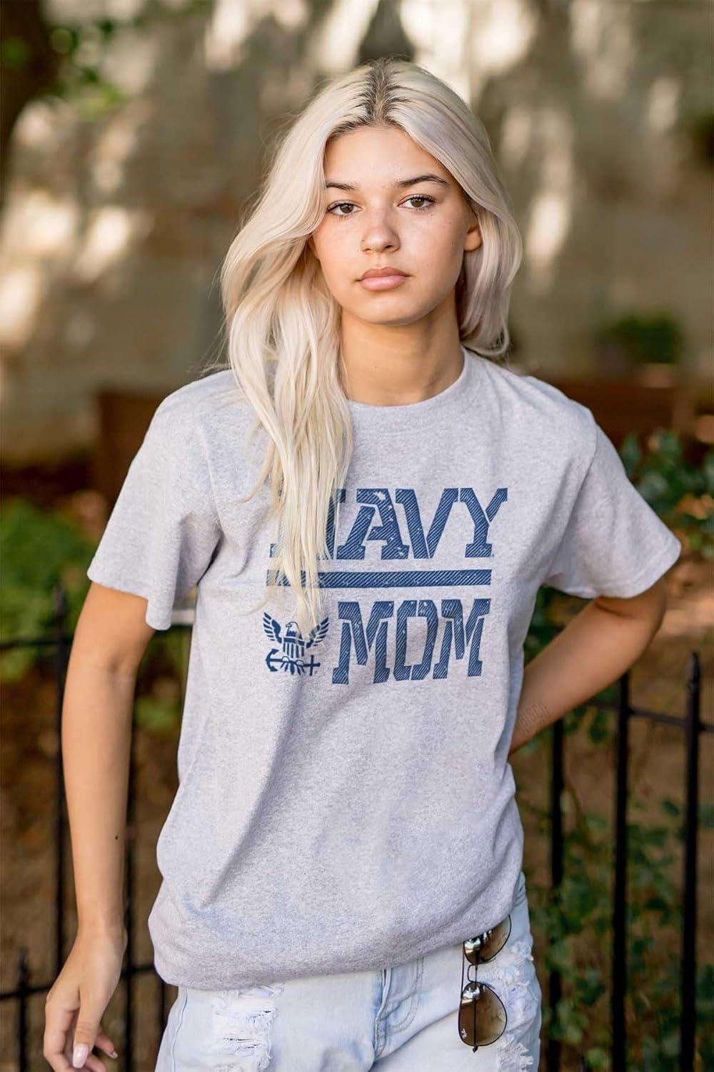 imageUnited States Navy Proud Military Mom Womens Graphic T Shirt TeesSport Grey