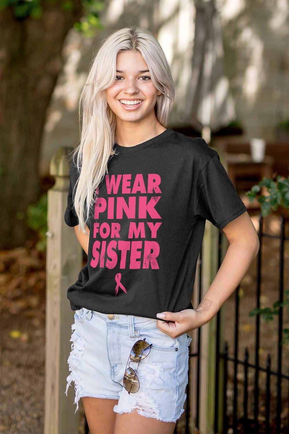 imageWear Pink for My Sister Breast Cancer Graphic T Shirt Men or WomenBlack