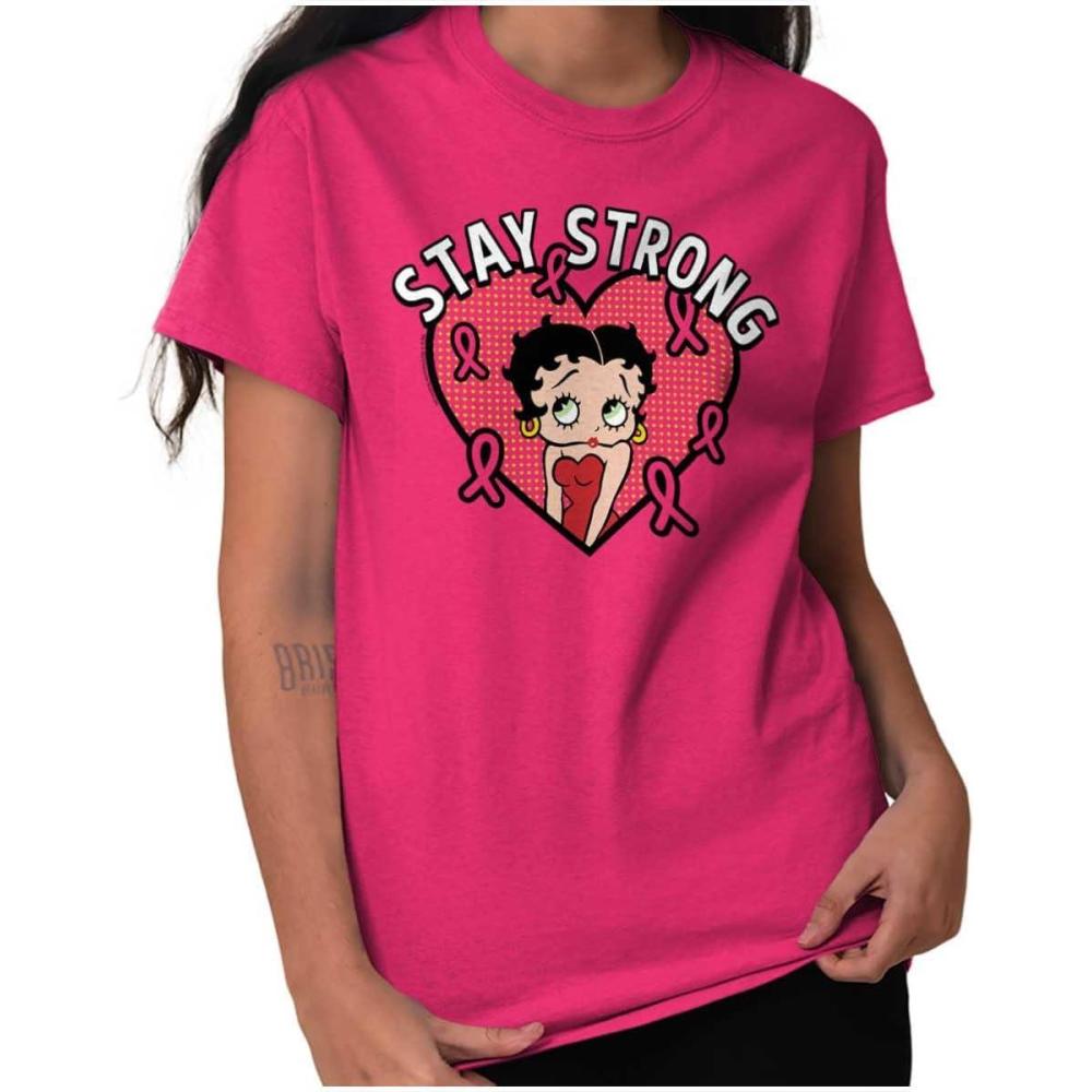 imageBetty Boop Breast Cancer Stay Strong Womens Graphic T Shirt TeesHeliconia