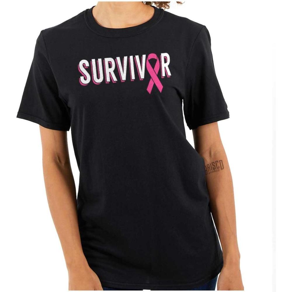 imageBreast Cancer Survivor Pink Ribbon Womens Graphic T Shirt TeesBlack