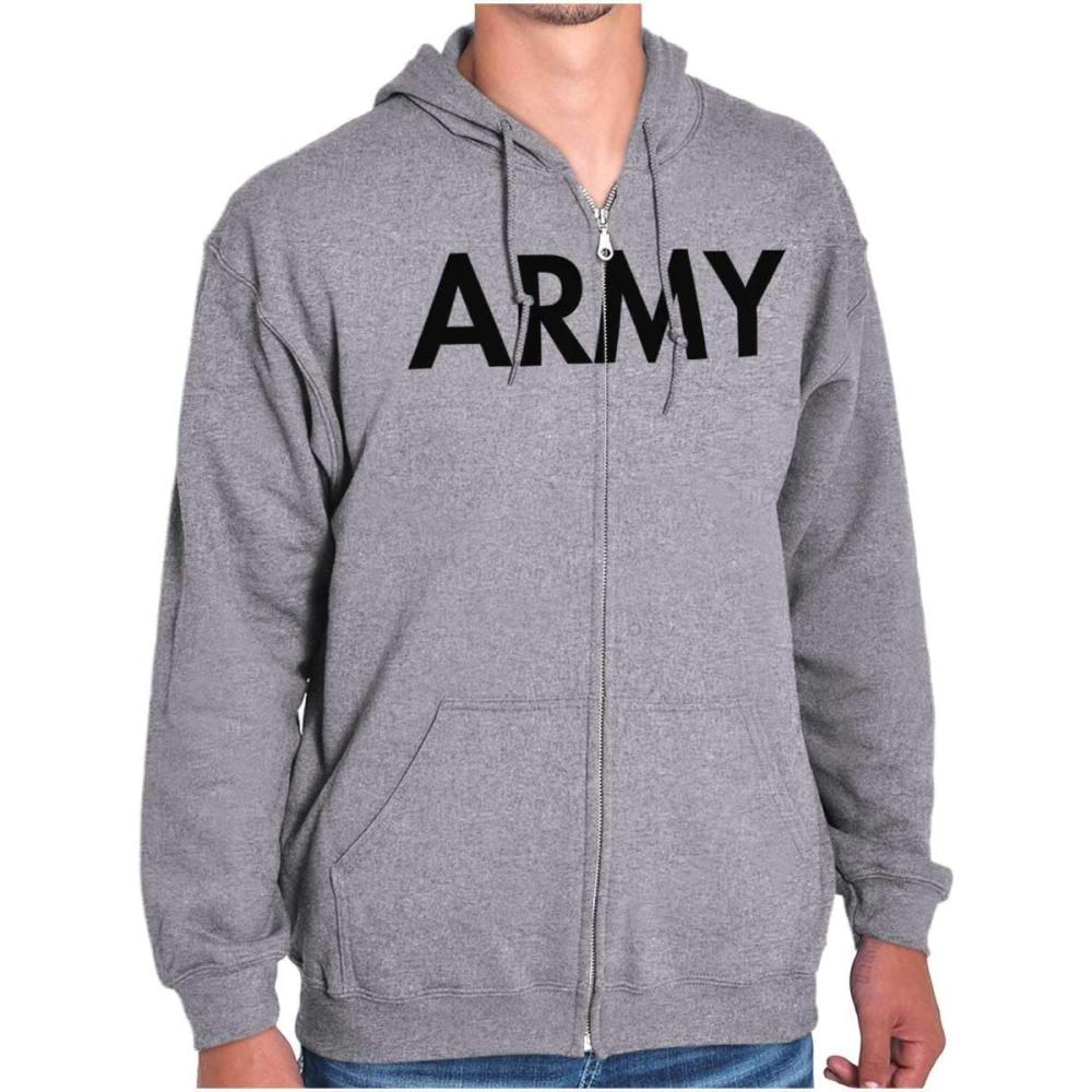 imageBrisco Brands Army Military Physical Training PT Exercise Workout Zip Up HoodieSport Grey