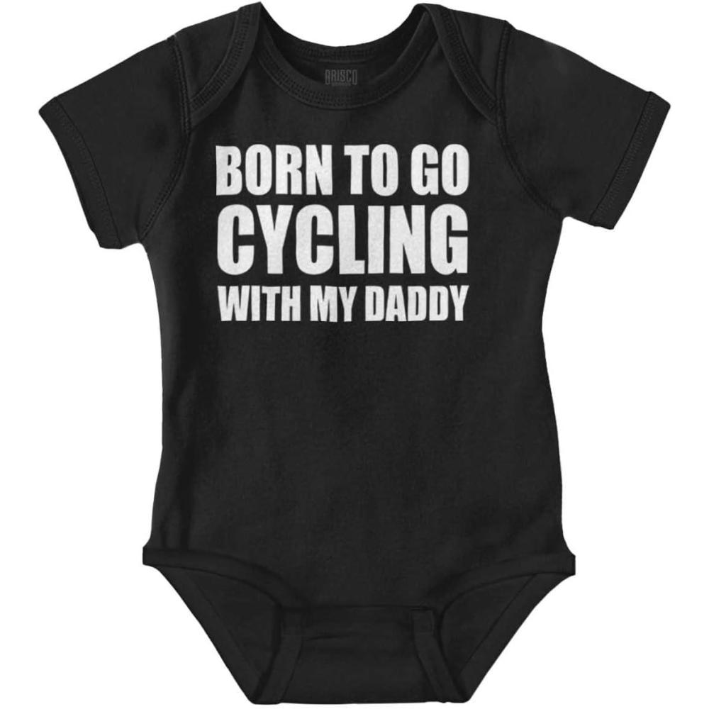 imageBrisco Brands Born To Go Cycling With My Daddy Baby Romper Boys or GirlsBlack