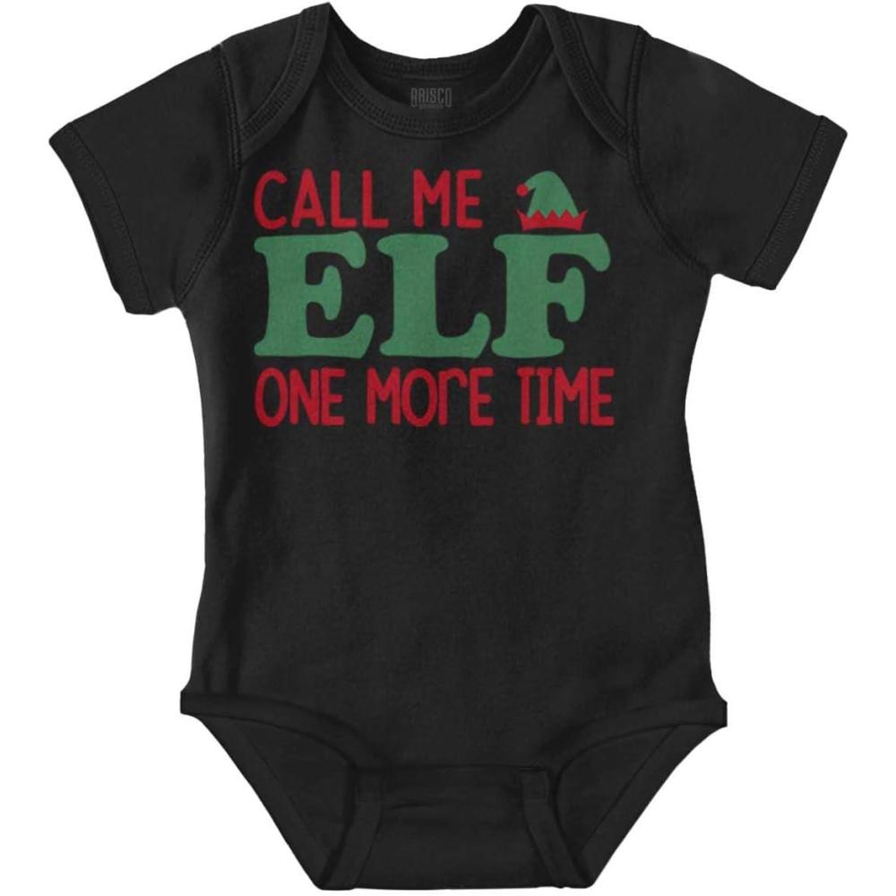 imageBrisco Brands Christmas Call Me Elf One More Time Baby Romper Boys or GirlsBlack