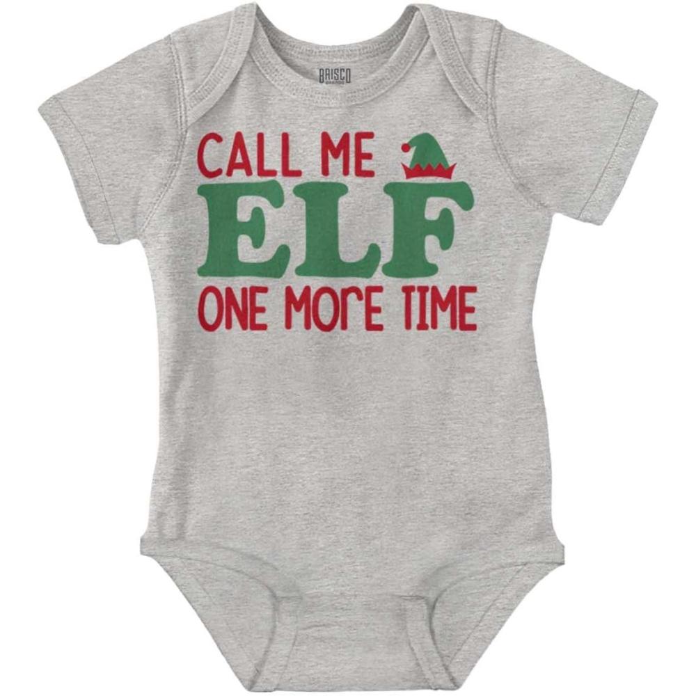 imageBrisco Brands Christmas Call Me Elf One More Time Baby Romper Boys or GirlsHeather