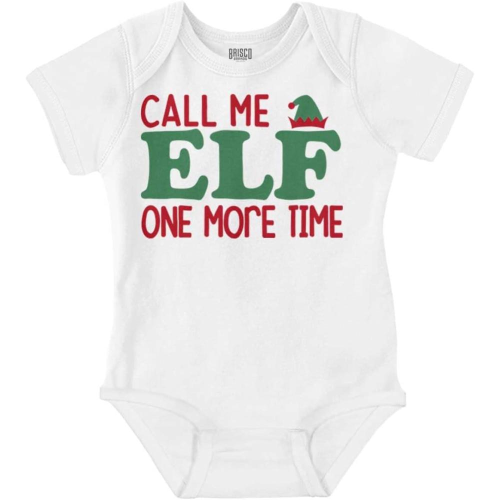 imageBrisco Brands Christmas Call Me Elf One More Time Baby Romper Boys or GirlsWhite