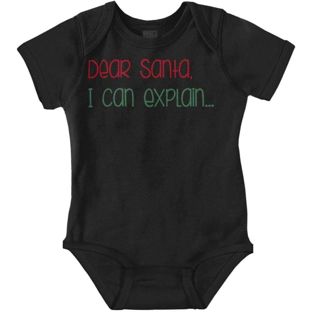 imageBrisco Brands Christmas Dear Santa I Can Explain Baby Romper Boys or GirlsBlack