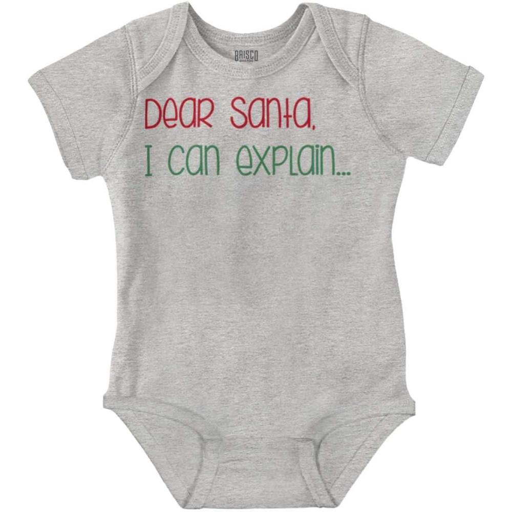 imageBrisco Brands Christmas Dear Santa I Can Explain Baby Romper Boys or GirlsHeather