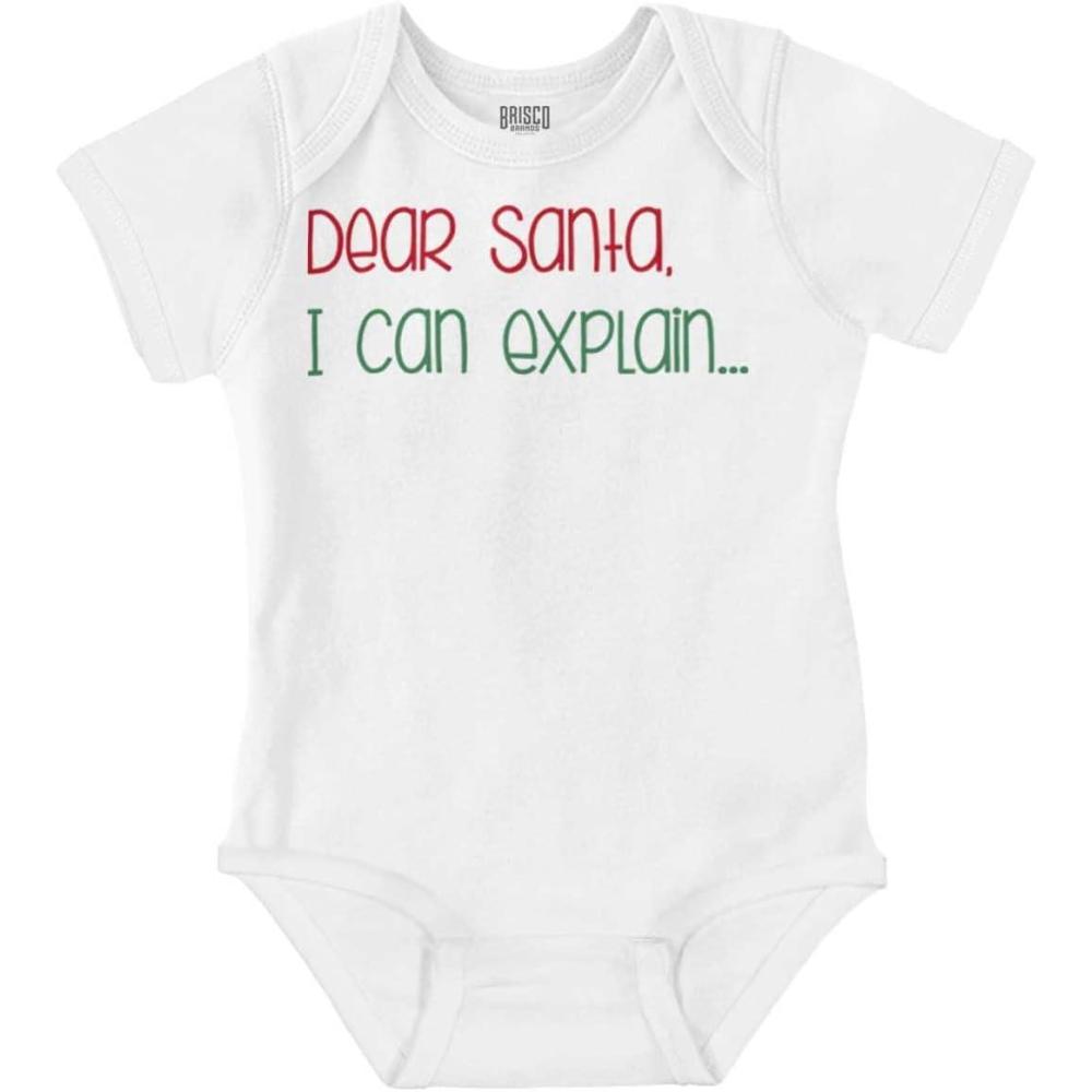imageBrisco Brands Christmas Dear Santa I Can Explain Baby Romper Boys or GirlsWhite