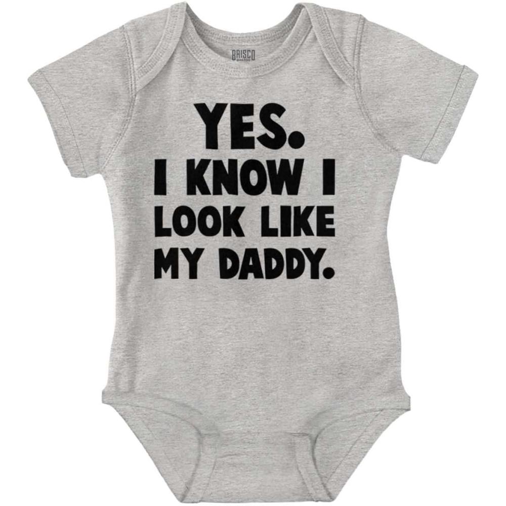 imageBrisco Brands Cute I Look Like Daddy Dad Joke Baby Bodysuit Jumper BoysHeather