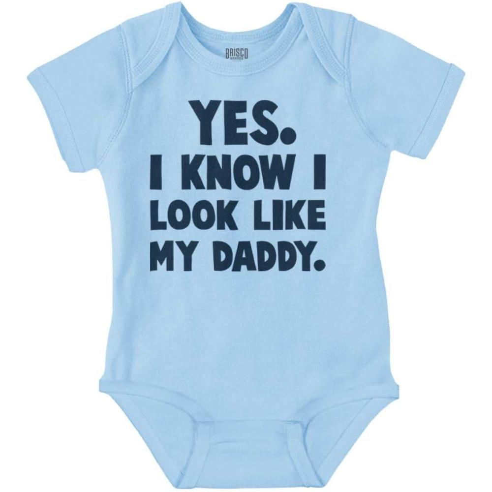 imageBrisco Brands Cute I Look Like Daddy Dad Joke Baby Bodysuit Jumper BoysLight Blue