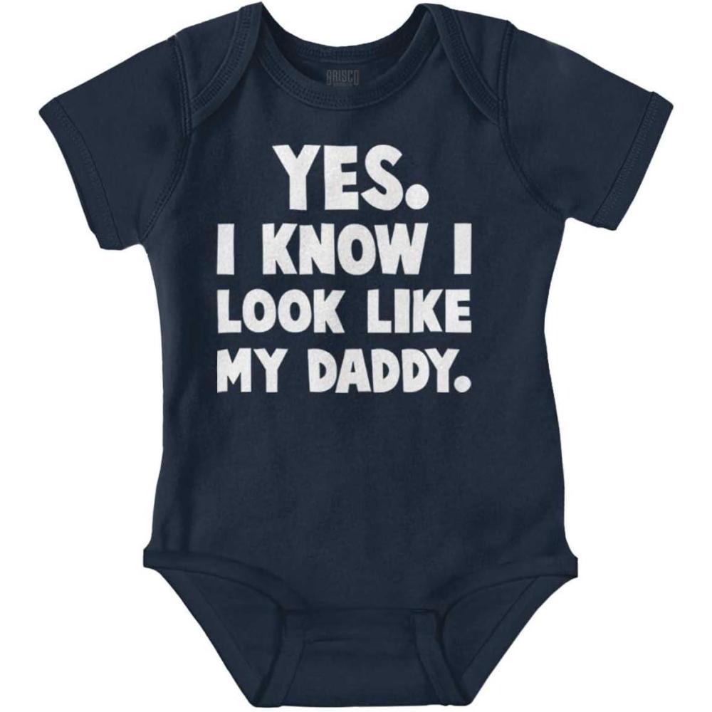 imageBrisco Brands Cute I Look Like Daddy Dad Joke Baby Bodysuit Jumper BoysNavy