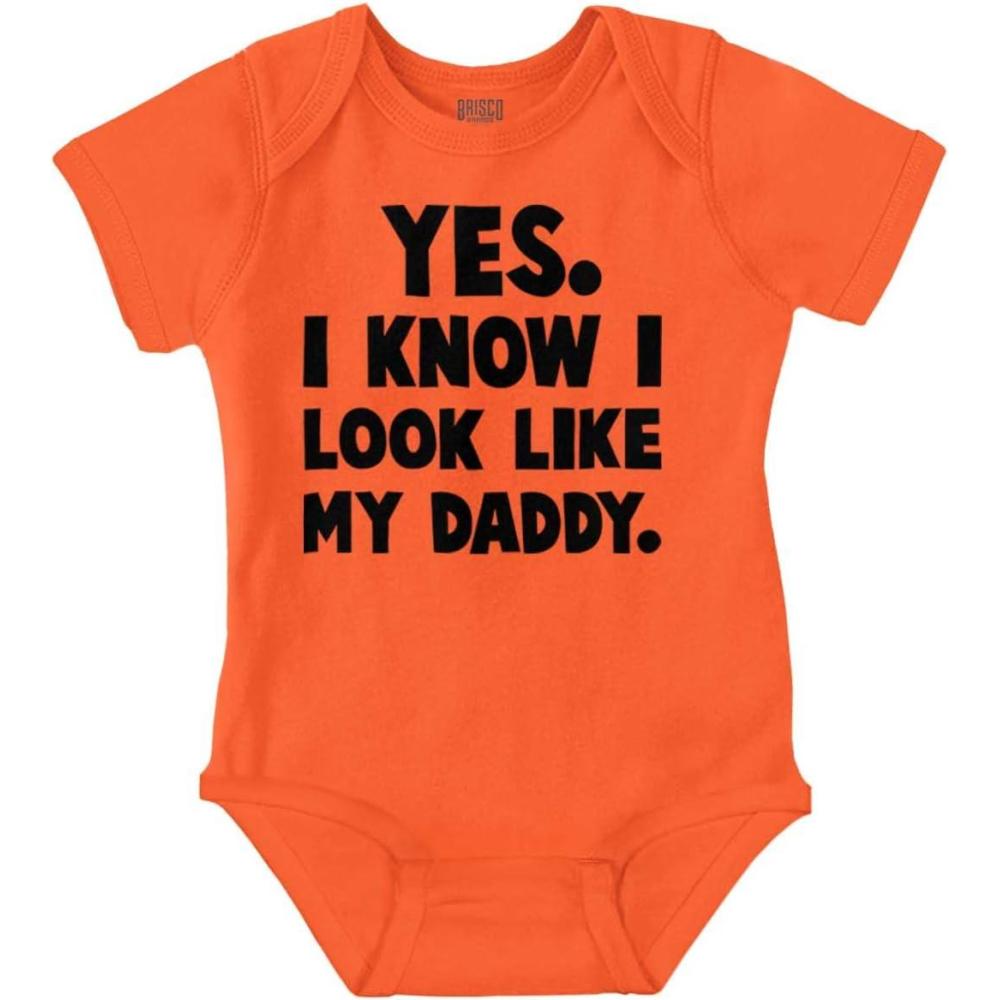 imageBrisco Brands Cute I Look Like Daddy Dad Joke Baby Bodysuit Jumper BoysOrange