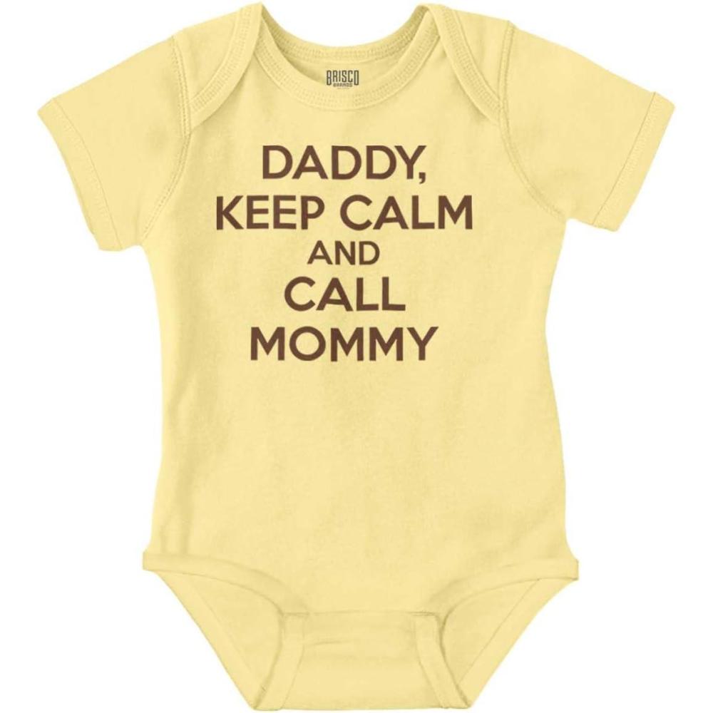 imageBrisco Brands Daddy Keep Calm Call Mommy Funny Baby Romper Boys or GirlsBanana
