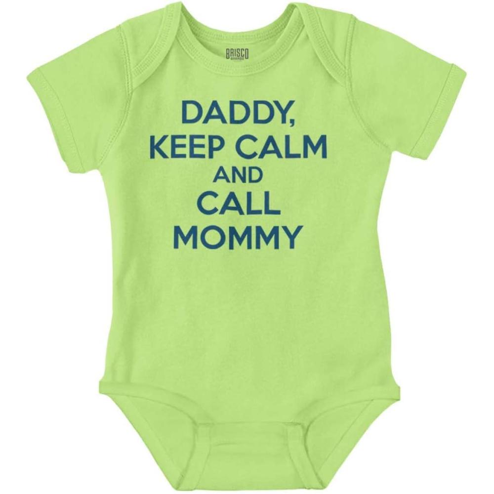 imageBrisco Brands Daddy Keep Calm Call Mommy Funny Baby Romper Boys or GirlsKey Lime