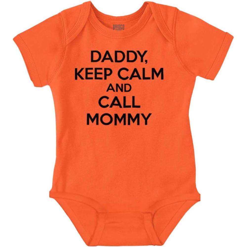 imageBrisco Brands Daddy Keep Calm Call Mommy Funny Baby Romper Boys or GirlsOrange
