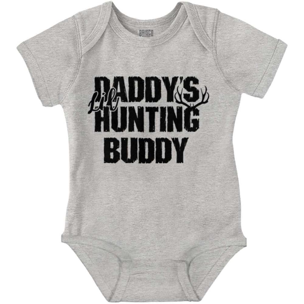 imageBrisco Brands Fathers Day Daddys Lil Hunting Buddy Baby Romper Boys or GirlsHeather